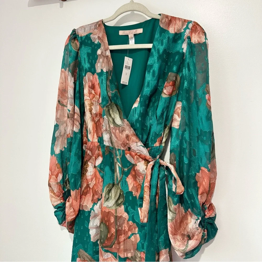NWT Anthropologie Hutch Floral V-Neck Textured Wrap Maxi Dress - Picture 5 of 13